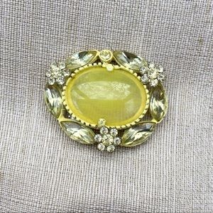 Vintage Givre Glass & Crystal & Rhinestone Brooch